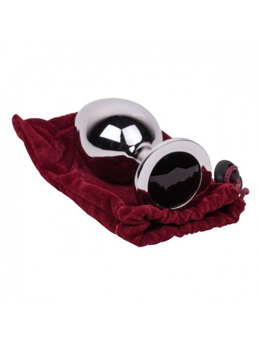 Большой стальной плаг с черным кристаллом Black Rave - 9,5 см. - Erotic Fantasy - купить с доставкой в Одинцово