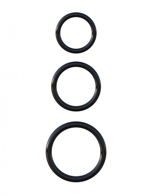 Набор из трех черных эрекционных колец Silicone 3-Ring Stamina Set - Pipedream - в Одинцово купить с доставкой