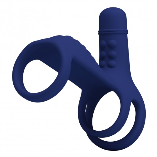 Синяя вибронасадка на пенис Vibrating Penis Sling - Baile - в Одинцово купить с доставкой