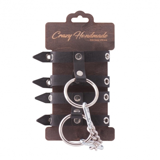 Черные однослойные наручники из натуральной кожи - Crazy Handmade - купить с доставкой в Одинцово