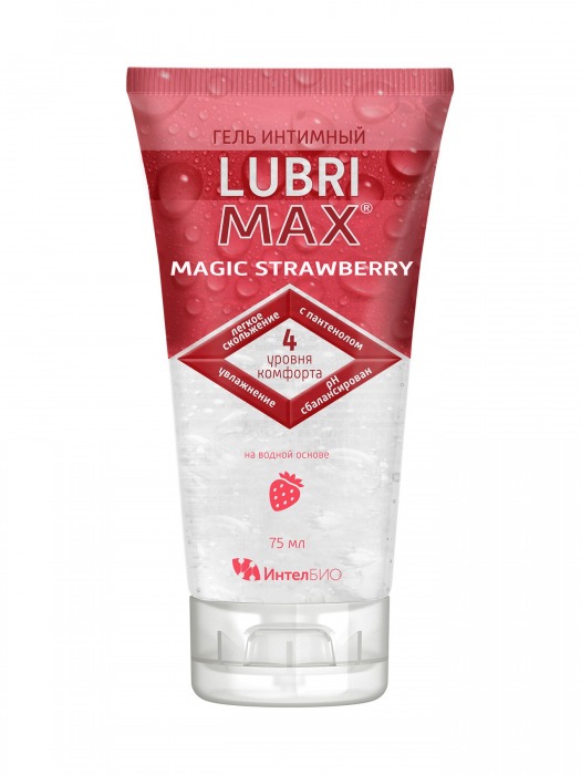 Интимный гель-смазка на водной основе Lubrimax Magic Strawberry - 75 мл. - ИнтелБИО - купить с доставкой в Одинцово