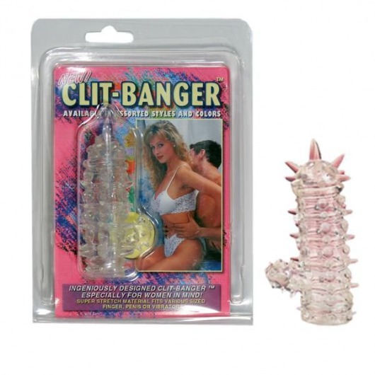Прозрачная насадка с шипами и клиторальной шишечкой CLIT-BANGER SLEEVE IN CLEAR - Tonga - в Одинцово купить с доставкой