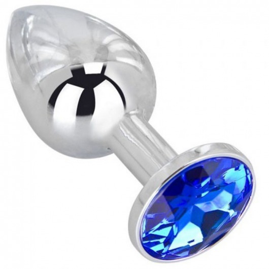 Анальное украшение BUTT PLUG  Small с синим кристаллом - 7 см. - Anal Jewelry Plug - купить с доставкой в Одинцово