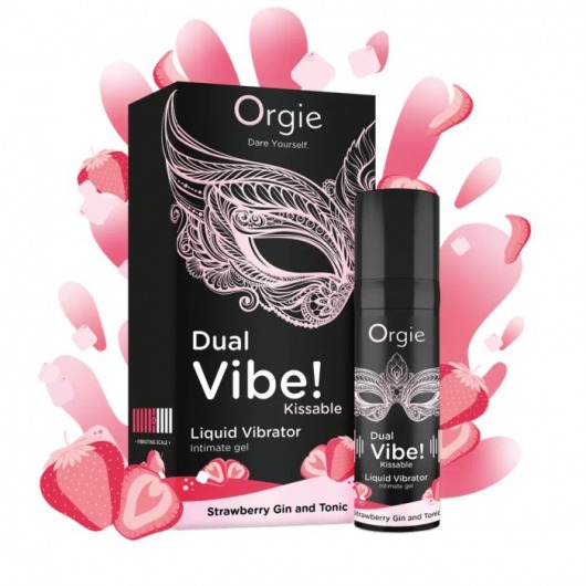 Съедобный жидкий вибратор Dual Vibe! со вкусом клубничного джина с тоником - 15 мл. - ORGIE - купить с доставкой в Одинцово