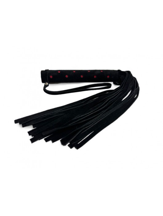 Черная замшевая плеть с красными точками на рукояти Red dot Princess - 43 см. - БДСМ Арсенал - купить с доставкой в Одинцово