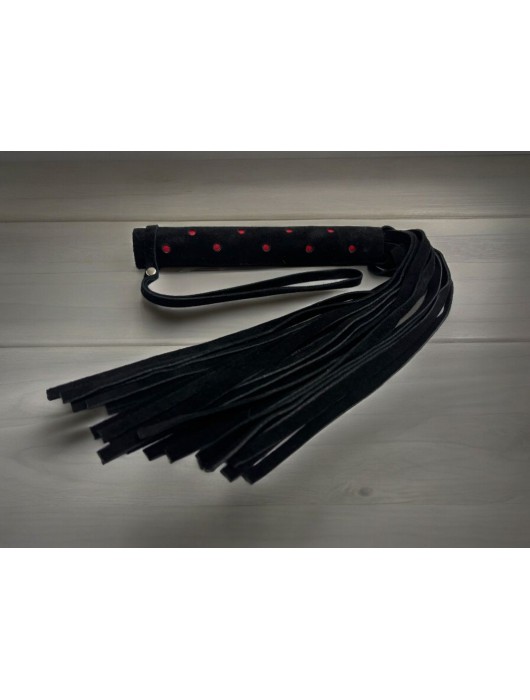 Черная замшевая плеть с красными точками на рукояти Red dot Princess - 43 см. - БДСМ Арсенал - купить с доставкой в Одинцово