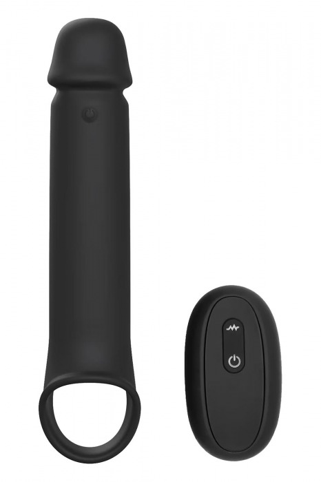 Черная насадка-удлинитель с вибрацией Vibrating Extender With Remote - Dream Toys - в Одинцово купить с доставкой