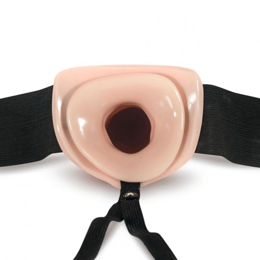 Телесный фаллопротез на черных эластичных ремнях 7 Inch Hollow Strap On - 17 см. - Blush Novelties - купить с доставкой в Одинцово