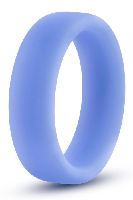 Голубое люминесцентное кольцо Silicone Glo Cock Ring - Blush Novelties - в Одинцово купить с доставкой
