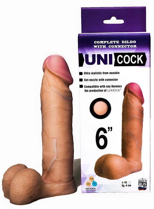 Насадка для страпона фаллической формы UNICOCK 6  - 18 см. - LOVETOY (А-Полимер) - купить с доставкой в Одинцово