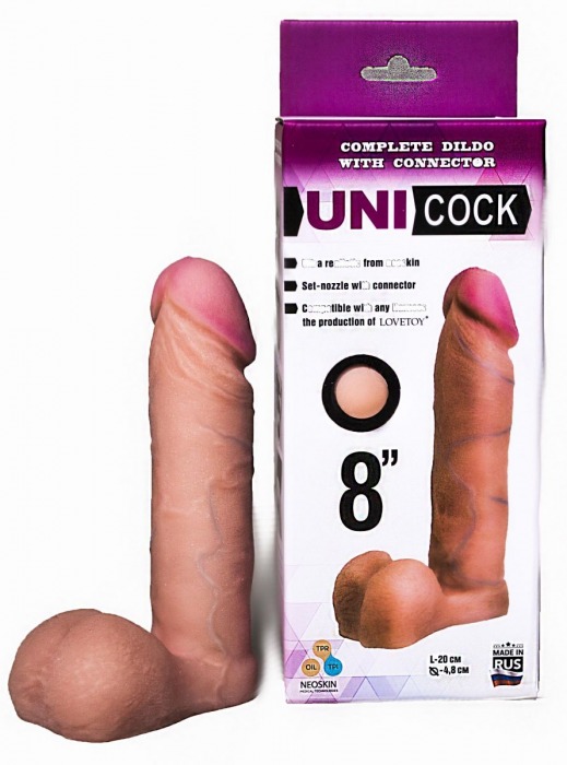Фаллическая насадка для страпона UNICOCK 8  - 20 см. - LOVETOY (А-Полимер) - купить с доставкой в Одинцово