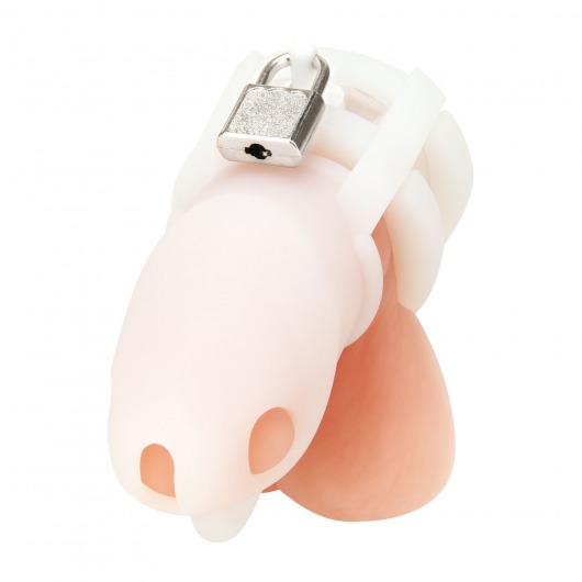 Белая клетка для пениса Silicone Small 2 in Cock Cage With Ball Divider - BlueLine - купить с доставкой в Одинцово