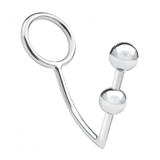 Кольцо на пенис с анальным стимулятором Two Bead Stainless Steel Anal Hook   Cock Ring - BlueLine - в Одинцово купить с доставкой