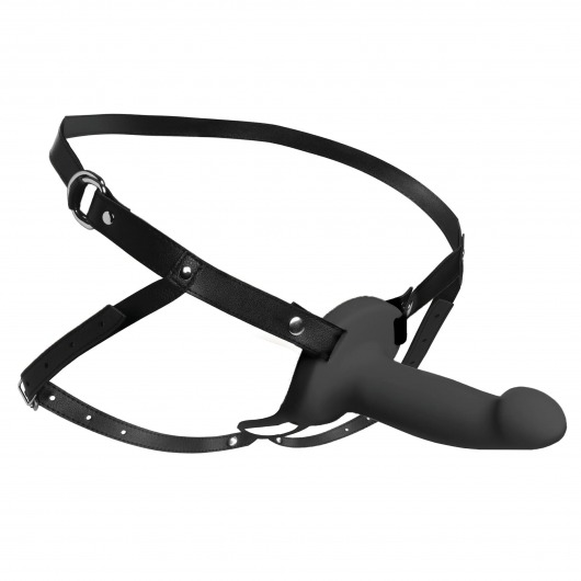 Черный полый страпон с вибрацией 2’’ Erection 28X Smooth Vibrating Silicone Penis Sheath - XR Brands - купить с доставкой в Одинцово