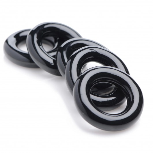 Комплект из 5 черных эрекционных колец для мошонки Ring Master Custom Ball Stretcher Kit - XR Brands - в Одинцово купить с доставкой