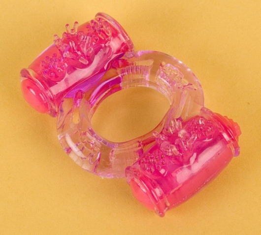 Фиолетовое виброкольцо с двумя вибропульками - Toyfa Basic - в Одинцово купить с доставкой