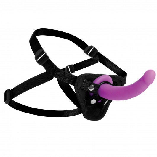 Лиловый поясной страпон Navigator Silicone G-Spot Dildo with Harness - 17,8 см. - XR Brands - купить с доставкой в Одинцово