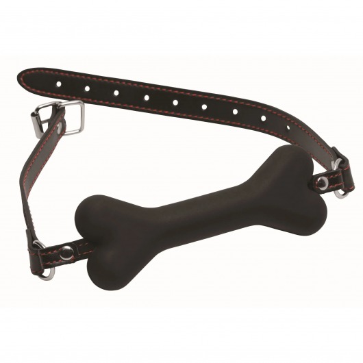 Черный кляп в форме косточки Hound Adjustable Dog Bone Gag - XR Brands - купить с доставкой в Одинцово
