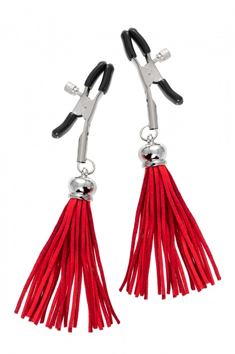 Зажимы на соски «Прищепки» с красными кисточками из замши - Pecado - купить с доставкой в Одинцово