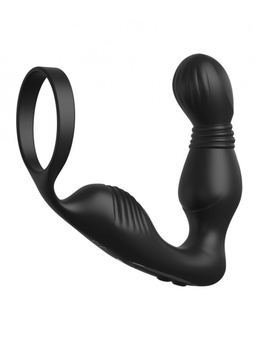 Черный вибростимулятор простаты с эрекционным кольцом Ass-Gasm Pro P-Spot Milker - Pipedream - в Одинцово купить с доставкой