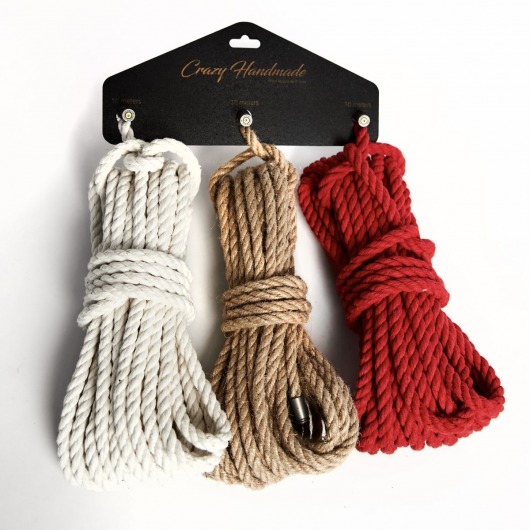 Набор из 3 разноцветных веревок для шибари - Crazy Handmade - купить с доставкой в Одинцово