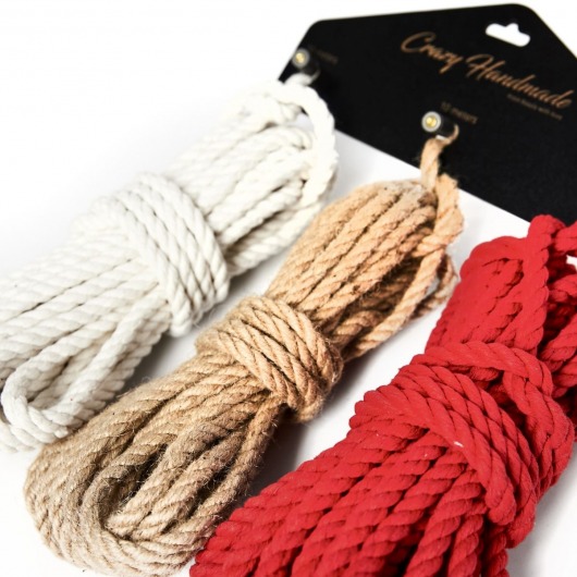 Набор из 3 разноцветных веревок для шибари - Crazy Handmade - купить с доставкой в Одинцово