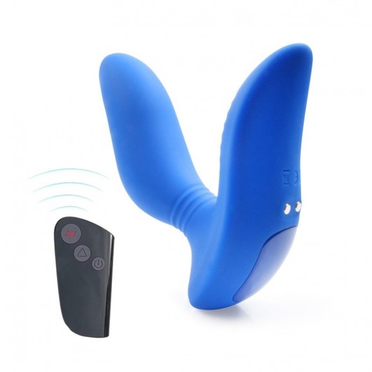 Синий вибромассажер простаты 3,5’’ Remote Control Curve P-spot Massager - 12 см. - Erokay - в Одинцово купить с доставкой