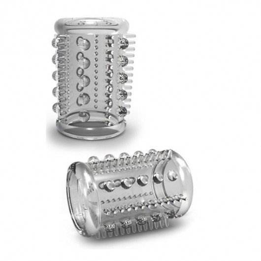 Прозрачная насадка с шипами и шишечками STAY HARD COCK SLEEVE 03 CLEAR - Blush Novelties - в Одинцово купить с доставкой
