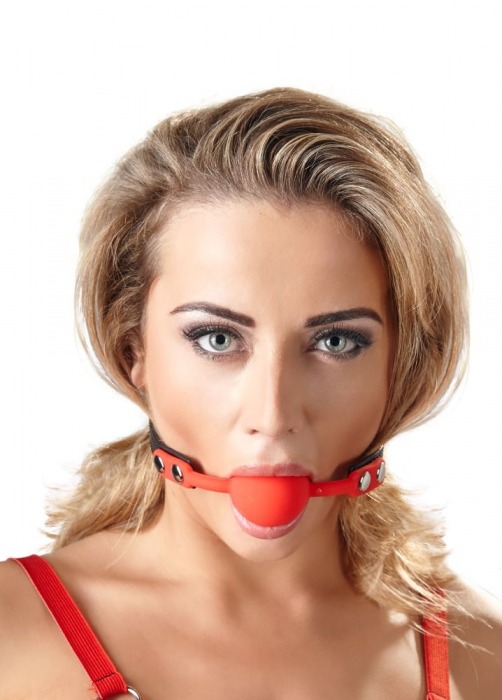 Силиконовый кляп-шар на чёрных ремешках Red Gag silicone - Orion - купить с доставкой в Одинцово