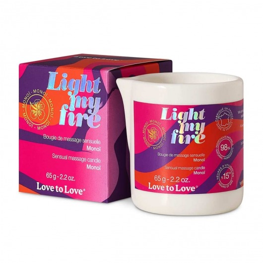 Массажная свеча Light My Fire с ароматом моной - 80 мл. - Love to Love - купить с доставкой в Одинцово