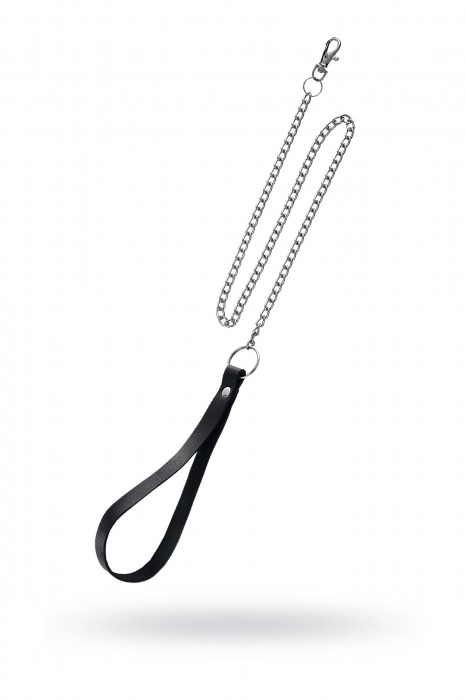 Поводок с ручкой из черной натуральной кожи и карабином для ошейника - Pecado - купить с доставкой в Одинцово
