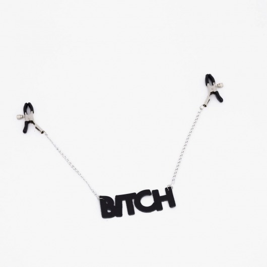 Зажимы на соски с кожаной подвеской Bitch - Crazy Handmade - купить с доставкой в Одинцово