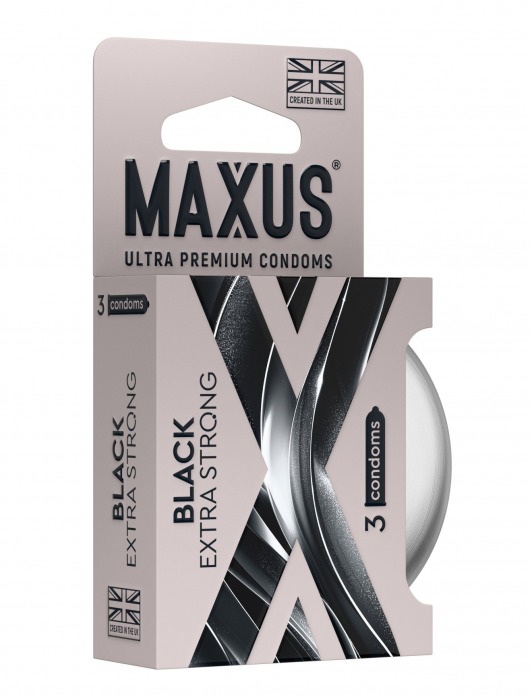 Черные утолщенные презервативы MAXUS Extra Strong с железным кейсом - 3 шт. - Maxus - купить с доставкой в Одинцово