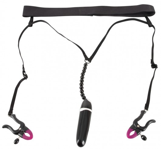 Женские вибростринги с зажимами для половых губ Spreader String with Vibrator - Orion - купить с доставкой в Одинцово