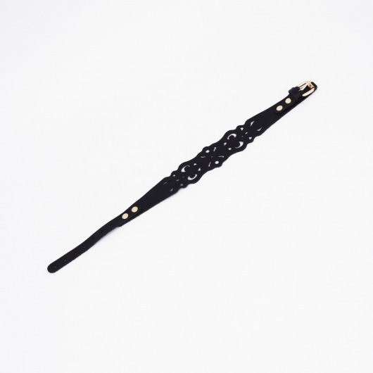 Черный ажурный чокер с золотистой фурнитурой - Crazy Handmade - купить с доставкой в Одинцово