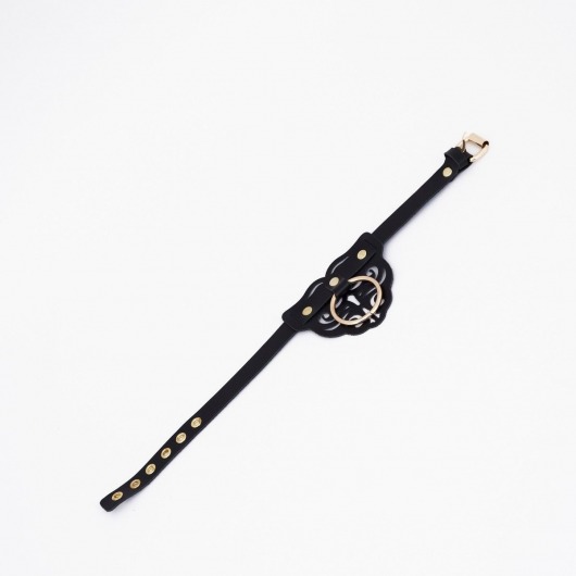 Черный чокер с клепками и золотистой фурнитурой - Crazy Handmade - купить с доставкой в Одинцово