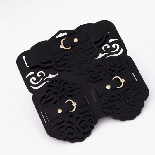 Фигурный набор для БДСМ-игр с узорами и золотистой фурнитурой - Crazy Handmade - купить с доставкой в Одинцово