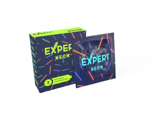 Светящиеся в темноте презервативы Expert Neon - 3 шт. - Expert - купить с доставкой в Одинцово