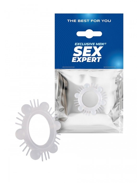 Эластичное эрекционное кольцо с шипиками и шариками - Sex Expert - в Одинцово купить с доставкой