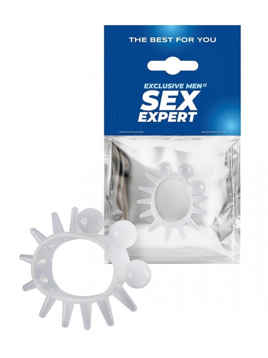 Эластичное эрекционное кольцо с шариками и лучами - Sex Expert - в Одинцово купить с доставкой