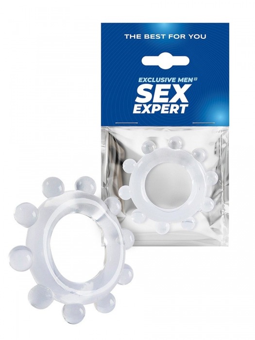 Прозрачное эрекционное кольцо со стимулирующими шариками - Sex Expert - в Одинцово купить с доставкой