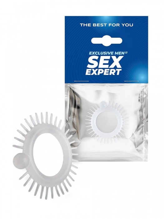 Эластичное эрекционное кольцо с шипиками и шариком - Sex Expert - в Одинцово купить с доставкой