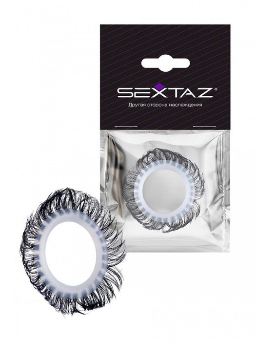 Эластичное эрекционное колечко с черными «ресничками» - Sextaz - в Одинцово купить с доставкой
