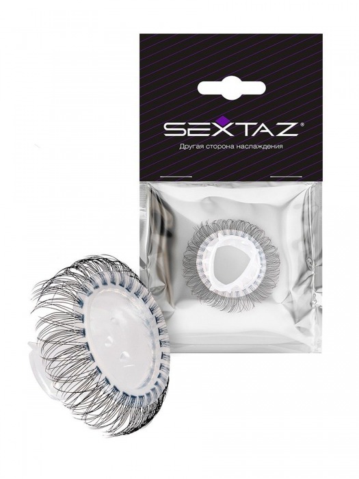 Эластичное эрекционное кольцо с длинными черными «ресничками» - Sextaz - в Одинцово купить с доставкой