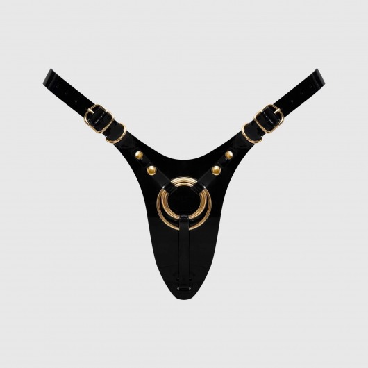 Черный пояс для фиксации насадок Strap-On-Me Leatherette Harness Fabulous - Strap-on-me - купить с доставкой в Одинцово