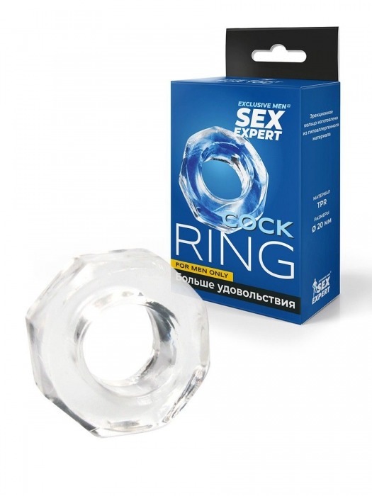 Прозрачное эрекционное кольцо в форме гайки - Sex Expert - в Одинцово купить с доставкой