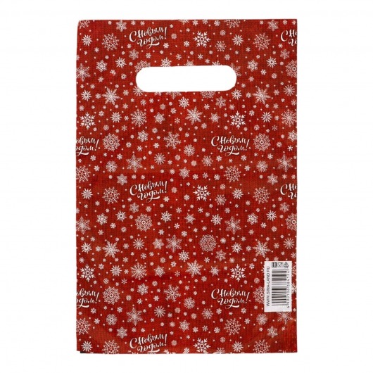 Красный подарочный новогодний пакет с вырубной ручкой (20х30 см) - Сима-Ленд - купить с доставкой в Одинцово