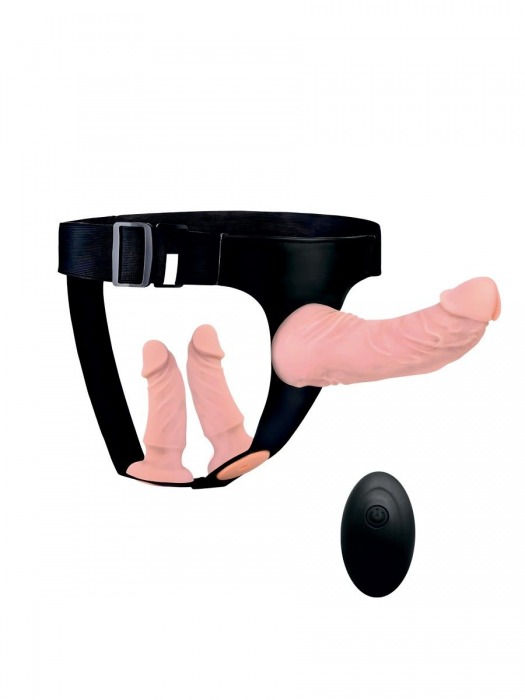 Женский страпон с 3 насадками и вибрацией - Erowoman-Eroman - купить с доставкой в Одинцово