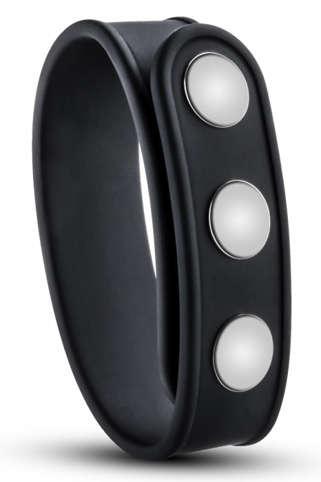 Черное эрекционное кольцо на кнопках - Blush Novelties - в Одинцово купить с доставкой