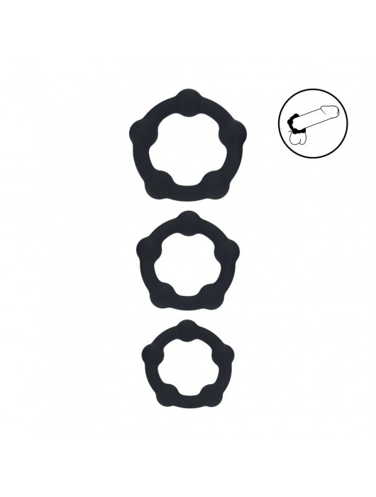 Набор из 3 эрекционных колец Beaded Silicone Cockring Set - Shots Media BV - в Одинцово купить с доставкой